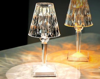 Diamond Table Lamp • Atmosphere Imitation Crystal Desk Light • USB Rechargeble Dimmable Night Lighting • Creative Bedside Decoration • Gift
