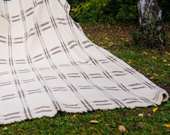 Warm Thick Soft 100% Raw Undyed New Pure Wool Blanket Natural Ivory Green Brown Heavyweight Large Beautiful Native Ethnic Cozy Blanket Throw