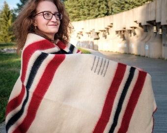 Sale Hudson Bay Blanket, Point Blanket, Replica, Warm Thick Stripes Blanket, Wool Blanket, Canada Heritage Blanket, Hudson Bay Point Blanket