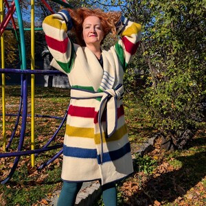 Winta Wool Blanket Capote Coat: Woolen Capote Midi Duster Trench Overcoat