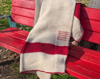 Gray Wool Blanket: American Trapper Style Throw, Minimalist Cabin Throw