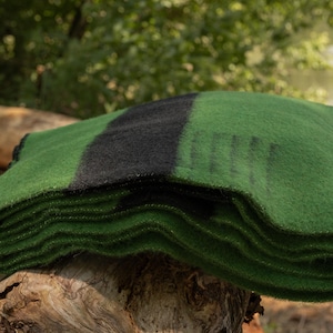 Green Winta Wool Stripe Blanket: American Trapper Style Throw