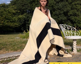 ハドソンベイスタイルウールブランケット：ツインサイズマルチ