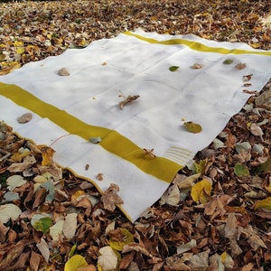 Handgeweven deken van biologische wol: dik gestreepte plaid