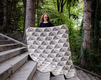 Manta de lana orgánica tejida a mano: tamaño queen, manta gruesa a cuadros