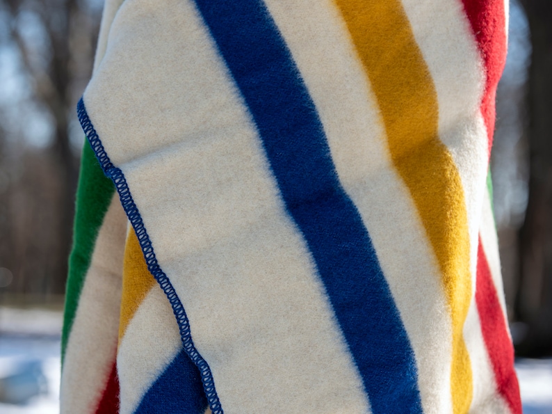 Hudsons Bay Blanket, Point Blanket, Replica, Warm Thick Heavy Winter Stripes Blanket Native Wool Blanket Throw, Canada Striped Wool Blanket image 7