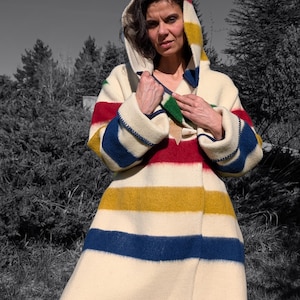 Winta Wool Blanket Coat: Hooded Capote Swing Coat