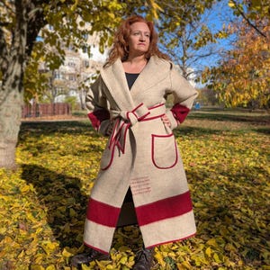 Casaco Winta Wool Striped Capote: Casaco estilo manta Heritage