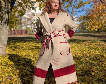 Winta Wool Striped Capote Coat: Heritage Blanket Coat - Etsy