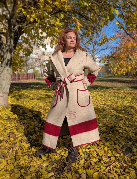 Winta Wool Striped Capote Coat: Heritage Blanket Coat - Etsy