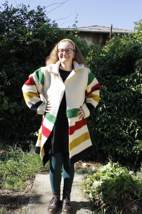 【新品】UND SHADOW FLOWER WOOL COAT Hudson Bay Style Coat, Wool Coat, Blanket Coat, Wrap Wool