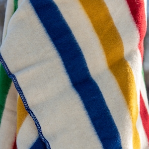 Hudsons Bay Blanket, Point Blanket, Replica, Warm Thick Heavy Winter Stripes Blanket Native Wool Blanket Throw, Canada Striped Wool Blanket image 8