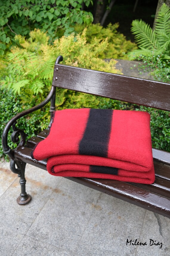 Red Hudson's Bay Heavy Wool Blanket, Point Blanket, Replica