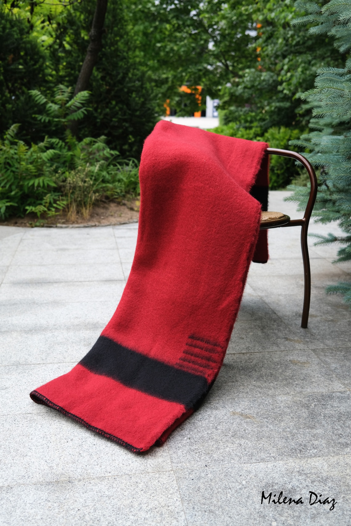 Red Hudsons Bay Heavy Wool Blanket, Point Blanket, Replica, Pioneer