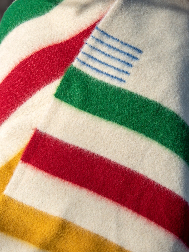 Hudsons Bay Blanket, Point Blanket, Replica, Warm Thick Heavy Winter Stripes Blanket Native Wool Blanket Throw, Canada Striped Wool Blanket image 9