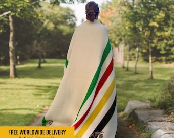 Hudson's Bay Blanket, Wool Blanket, Replica, Stripes Blanket