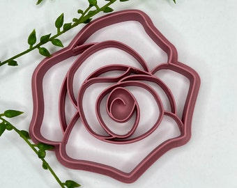 Rose Trinket Dish Cutter | 3.25 Inch Flower Clay Cutter | Jewelry Dish | Cookie Cutter | Embossing Polymer Clay Tool