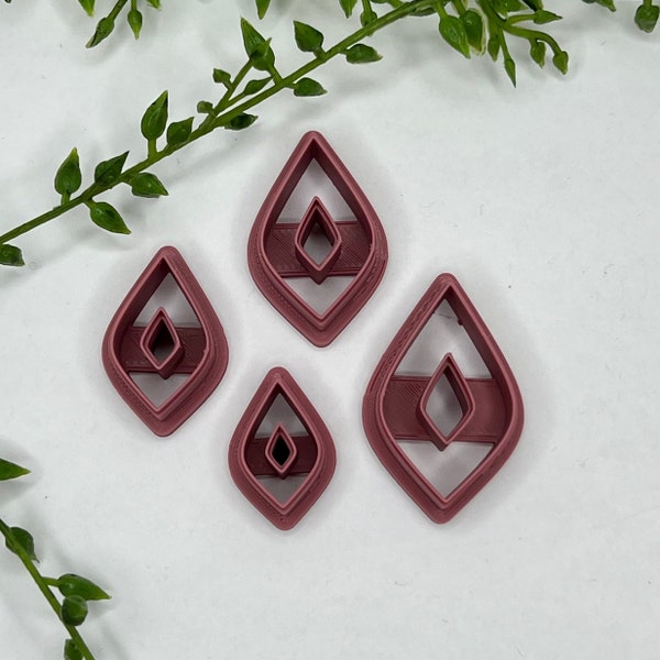 Teardrop Clay Cutter | Rhombus Donut Clay Cutter Set | Spearhead Earring Cutters | Polymer Clay Tool