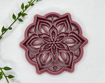 Small Mandala #1 Trinket Dish Cutter | 3.25 Inch Flower Clay Cutter | Jewelry Dish | Boho Clay Cutter | Embossing Polymer Clay Tool