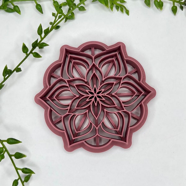 Mandala #1 Trinket Dish Cutter | 3.25 Inch Flower Clay Cutter | Jewelry Dish | Boho Clay Cutter | Embossing Polymer Clay Tool