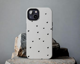 Black and White Phone Case | Heart Phone Case | Love Phone Case | Tough Phone Cases | Samsung | iPhone | Pattern phone case | Minimalist