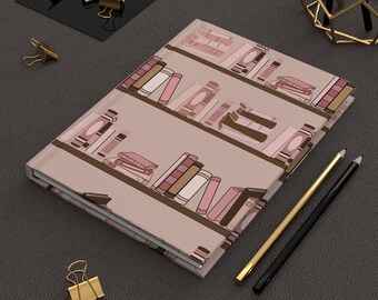 Books Design Hardcover Journal, Matte Writing Notebook, Literary Theme Diary, Reading Enthusiast Gift, Book Lover Notebook, Lined Pages