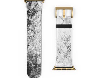 Black and White Abstract Art Apple Watch Band | Unique Design | Gold, Rose gold, black, or silver buckle