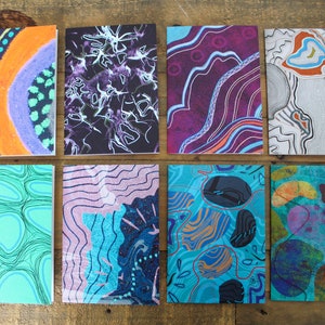 Abstrakte Grußkarten, Original Kunstwerk, A6 Karten, Natur inspirierte Kunstwerke, Drucke, Erde, Wasser, Pilze, Mycel, Element, Geburtstagskarte
