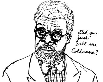 Coltrane Black & White - Digital Drawing - The Royal Tenenbaums - Wes Anderson - Art Print - Fan Art