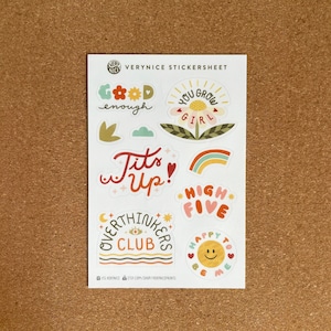 Stickerset Empowerment & Achtsamkeit | »verynice Stickersheet« | Positive Mindset Sticker | mattes Vinyl-Sticker-Set | 115mm x 170mm
