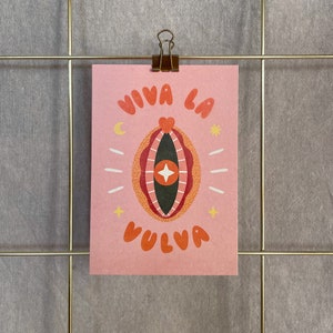 Pocztówka »Viva la Vulva« | Wydruk A6 na papierze makulaturowym | Wzmocnienie pozycji kobiet | Kartkę z życzeniami dla dziewczyny