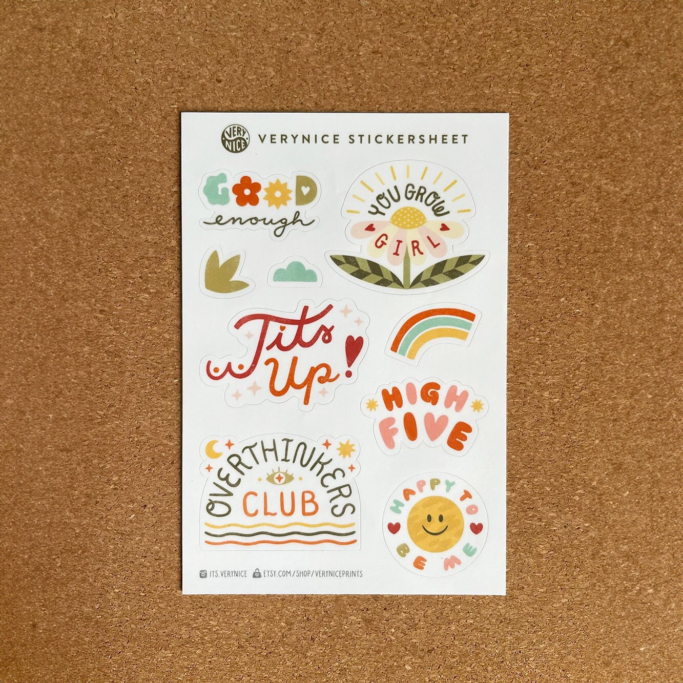 Sticker set empowerment & mindfulness | »verynice sticker sheet« | Positive Mindset Stickers | matte vinyl sticker set | 115mm x 170mm
