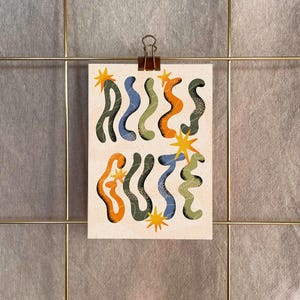 Postkarte »Alles Gute« | A6 Kunstdruck auf 400g Recyclingpapier | Typografische Geburtstagskarte, Handlettering, bunt & organisch