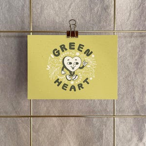 Carte postale »Coeur vert« | Impression d'art A6 sur papier recyclé 400g | Déclaration de durabilité, de proximité avec la nature et d'amoureux des plantes