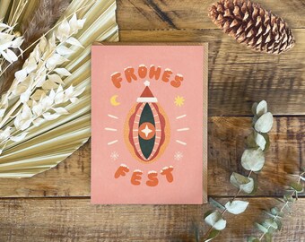Christmas double card »Christmas Vulva« | cheeky Christmas card | recycled paper with eco-look envelope | female empowerment