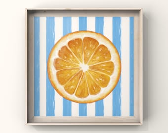 Retro Orange Slice Digital Download | Bold Citrus Aesthetic Printable | Vibrant Maximalist Kitchen Art