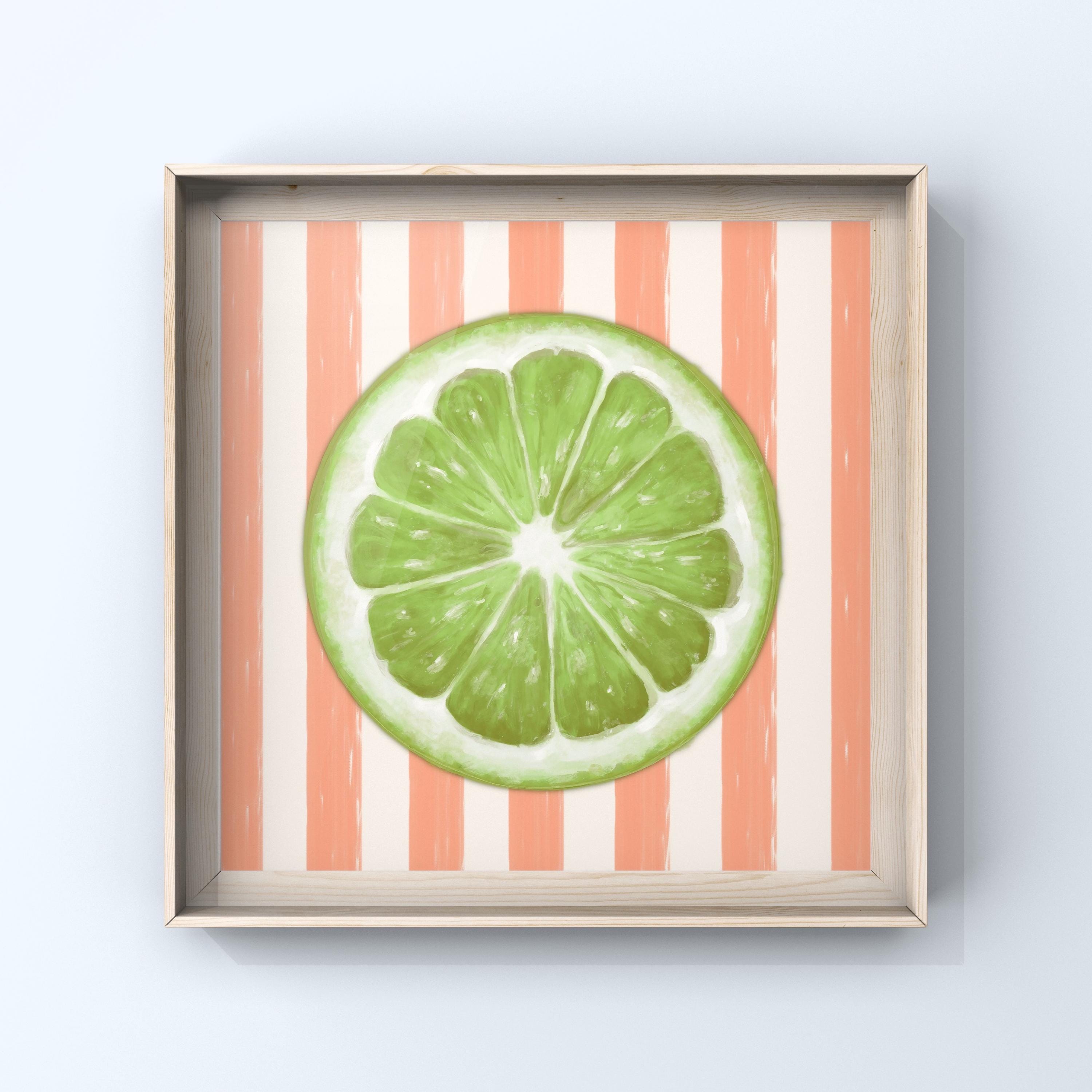 Retro Lime Slice Digital Download | Pastel Citrus Aesthetic Wall Art | Mood-Boosting Kitchen Decor