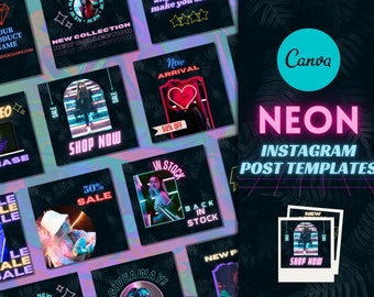 Green Neon Instagram Post Template Editable Instagram Business Post