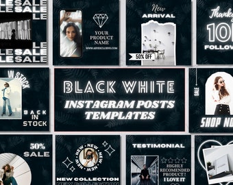 Black White Neon Instagram Post Template | Editable Instagram Business Post Template | Social Media Templates | Canva Insta Post Templates