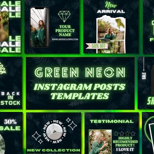 Green Neon Instagram Post Template | Editable Instagram Business Post Template | Social Media Templates | Canva Instagram Post Templates
