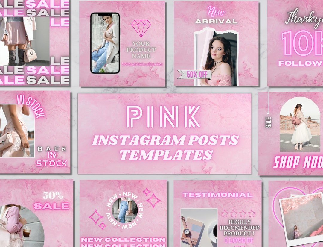 Pink Instagram Templates | Pink Social Media Templates| Boho Canva ...