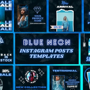 Blue Neon Instagram Post Template | Editable Instagram Business Post Template | Social Media Templates | Canva Instagram Post Templates