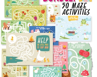 Maze Activity Book for Kids, Road Trip Games (PDF Printable)