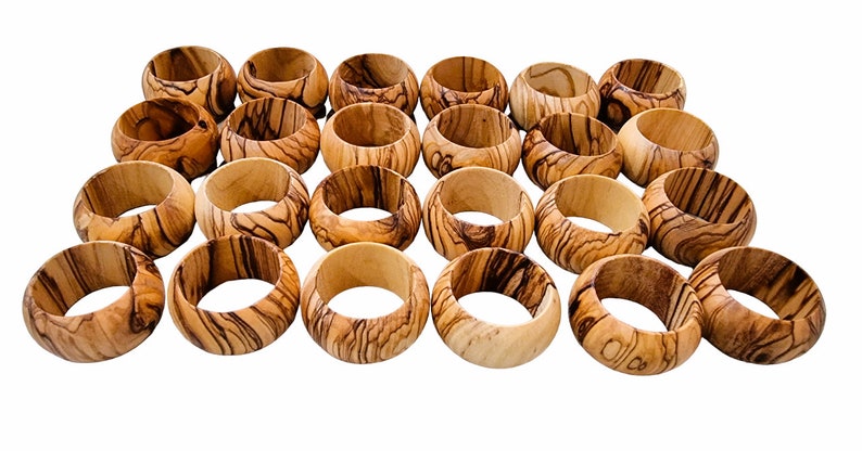 BETHLEHEM Handmade Olive Wood Napkin Rings 24