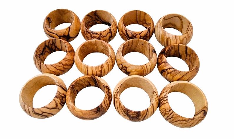 BETHLEHEM Handmade Olive Wood Napkin Rings 12