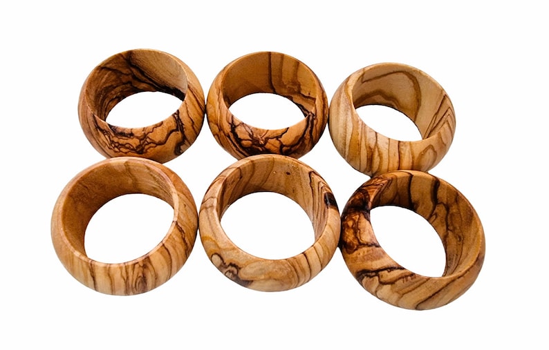 BETHLEHEM Handmade Olive Wood Napkin Rings image 5