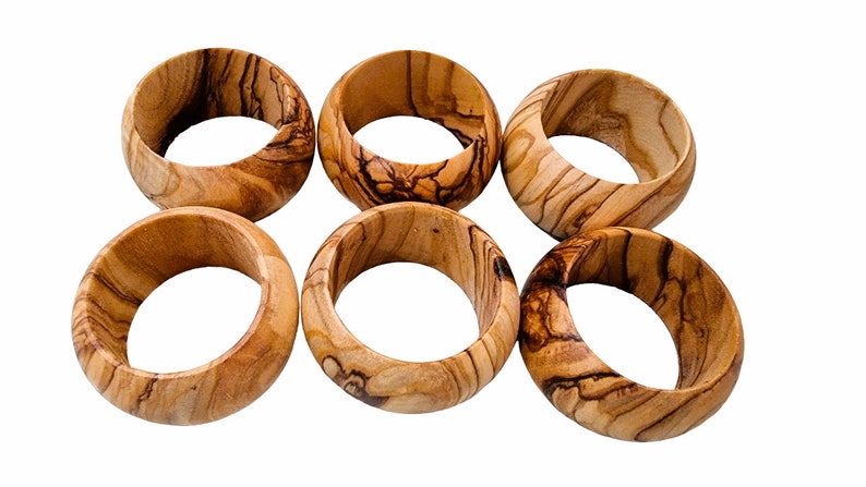 BETHLEHEM Handmade Olive Wood Napkin Rings 6