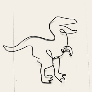 Dinosaurio DINO alambre animal silueta línea de alambre arte, decoración boho pared, habitación de los niños, sala de estar, arte de alambre de pared, onda de amor de la naturaleza