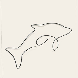 DOLPHIN Delfin Draht animal silhouette wire line art, Deko Boho wall, Skulptur, Kinderzimmer, Wohnzimmer, Wand Drahtkunst, nature love wave