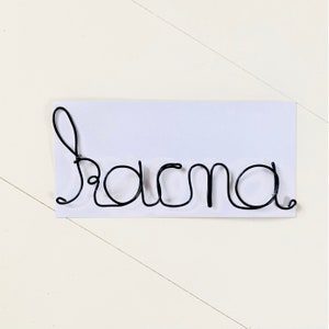 KARMA Draht Karte Glückwunschkarte Hochzeitskarte Hochzeit Geschenk Geburt Postkarte Grusskarte Buddhismus Schriftzug Wand Deko